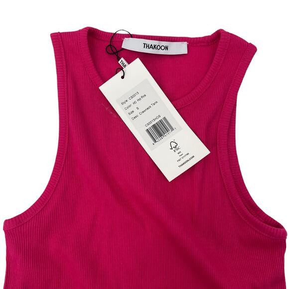 THAKOON Crewneck Ribbed Tank Crop Top Lot of 2 Dusty Hot Pink Pullover Small NEW - Picture 5 of 8